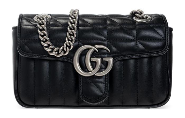 GUCCI GG Marmont Quilted Leather Shoulder Bag, Crossbody Bag Small Women's Black 446744-UM8AN-1000 L26cm W7cm H15cm 