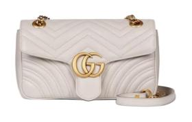GUCCI GG Marmont Leather Crossbody Bag, Shoulder Bag Small Women's Light Gray 443497-AABZC-1712 L26*W15*H7cm
