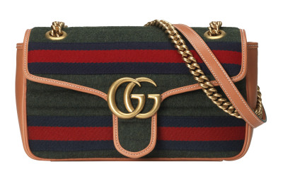 GUCCI GG Marmont Wool Suede Shoulder Bag Women's Dark Green 443497-HS3NT-3383 L26cm W7cm H15cm 