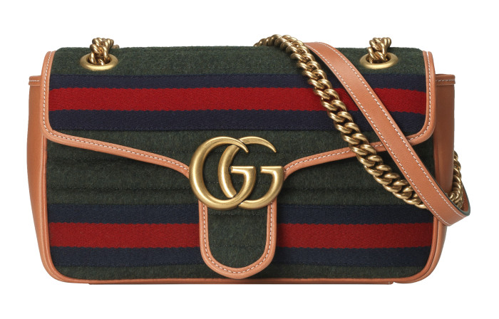 GUCCI GG Marmont Wool Suede Shoulder Bag Women's Dark Green 443497-HS3NT-3383 L26cm W7cm H15cm 