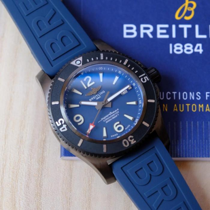 BREITLING Automatic Mechanical Movement 2000m Waterproof Men's Watches Watch 46mm Blue Dial Stainless Steel Case
