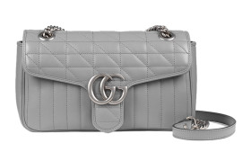 GUCCI GG Marmont Leather Crossbody Bags Small Women's Gray 443497-UM8AN-1711 L26cm W7cm H15cm 