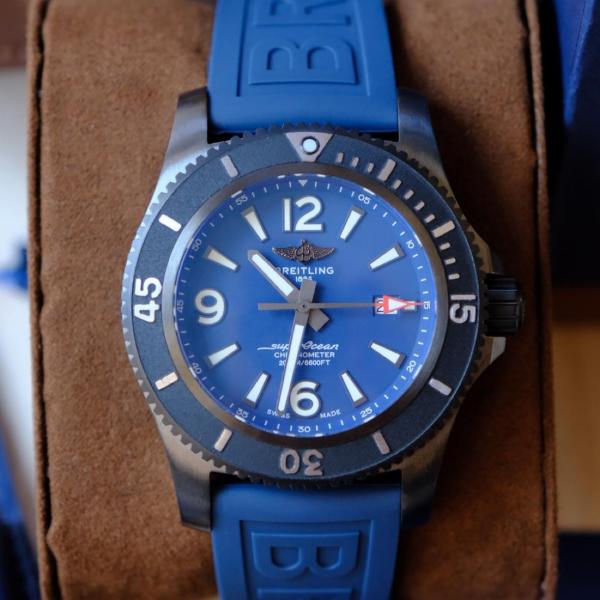 BREITLING Automatic Mechanical Movement 2000m Waterproof Men's Watches Watch 46mm Blue Dial Stainless Steel Case