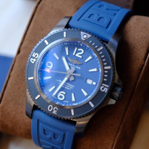 BREITLING Automatic Mechanical Movement 2000m Waterproof Men's Watches Watch 46mm Blue Dial Stainless Steel Case