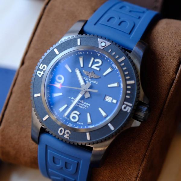BREITLING Automatic Mechanical Movement 2000m Waterproof Men's Watches Watch 46mm Blue Dial Stainless Steel Case