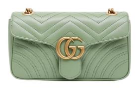 GUCCI GG Marmont Leather Crossbody Bag, Shoulder Bag Small Women's Green 443497-AABZC-3408 L26*W15*H7cm