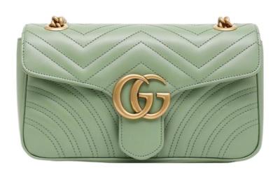 GUCCI GG Marmont Leather Crossbody Bag, Shoulder Bag Small Women's Green 443497-AABZC-3408 L26*W15*H7cm