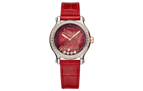 CHOPARD HAPPY SPORT Automatic Mechanical Movement 30m Waterproof Women's Watch 33mm Red Watch Dial