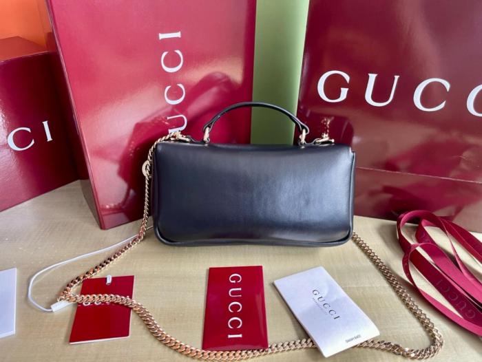 GUCCI Leather Shoulder Bag, Crossbody Bag, Handbag Mini Women's Black 806017-AAD5X-1000 size L21.08cm W4.57cm H12.45cm