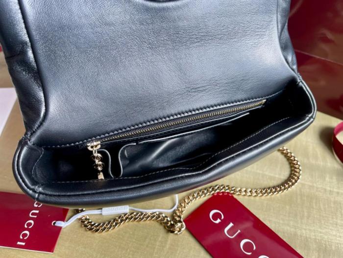 GUCCI Leather Shoulder Bag, Crossbody Bag, Handbag Mini Women's Black 806017-AAD5X-1000 size L21.08cm W4.57cm H12.45cm