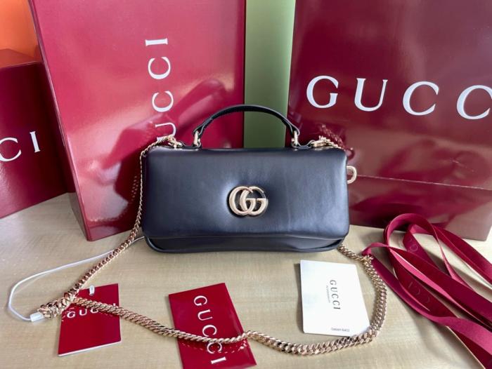 GUCCI Leather Shoulder Bag, Crossbody Bag, Handbag Mini Women's Black 806017-AAD5X-1000 size L21.08cm W4.57cm H12.45cm