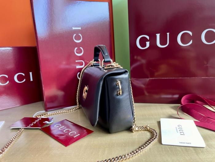 GUCCI Leather Shoulder Bag, Crossbody Bag, Handbag Mini Women's Black 806017-AAD5X-1000 size L21.08cm W4.57cm H12.45cm