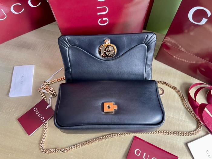 GUCCI Leather Shoulder Bag, Crossbody Bag, Handbag Mini Women's Black 806017-AAD5X-1000 size L21.08cm W4.57cm H12.45cm