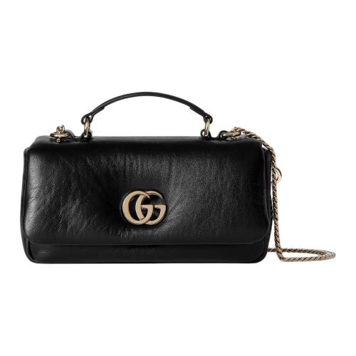 GUCCI Leather Shoulder Bag, Crossbody Bag, Handbag Mini Women's Black 806017-AAD5X-1000 size L21.08cm W4.57cm H12.45cm