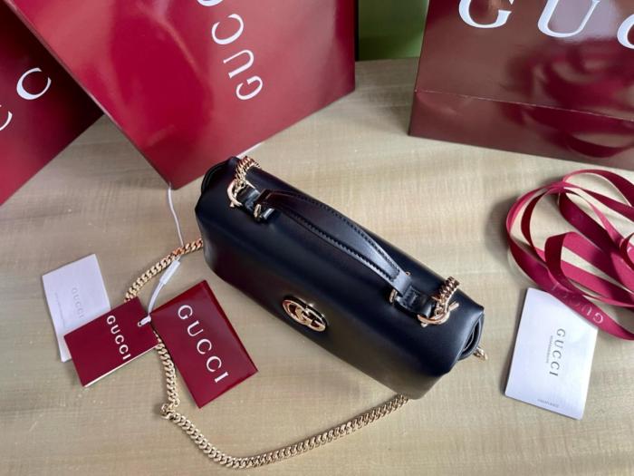 GUCCI Leather Shoulder Bag, Crossbody Bag, Handbag Mini Women's Black 806017-AAD5X-1000 size L21.08cm W4.57cm H12.45cm