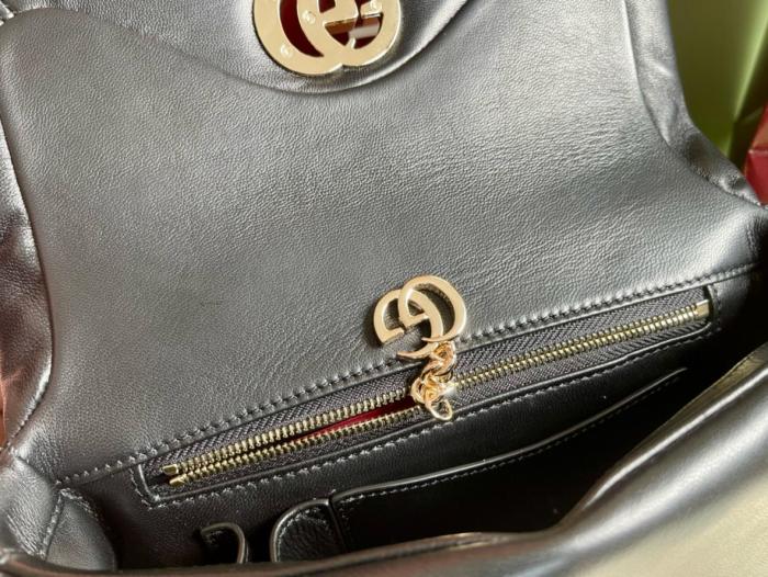 GUCCI Leather Shoulder Bag, Crossbody Bag, Handbag Mini Women's Black 806017-AAD5X-1000 size L21.08cm W4.57cm H12.45cm