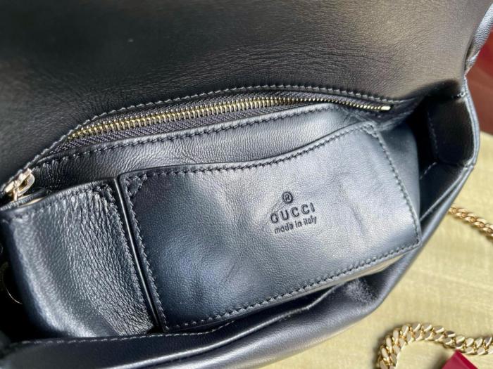 GUCCI Leather Shoulder Bag, Crossbody Bag, Handbag Mini Women's Black 806017-AAD5X-1000 size L21.08cm W4.57cm H12.45cm