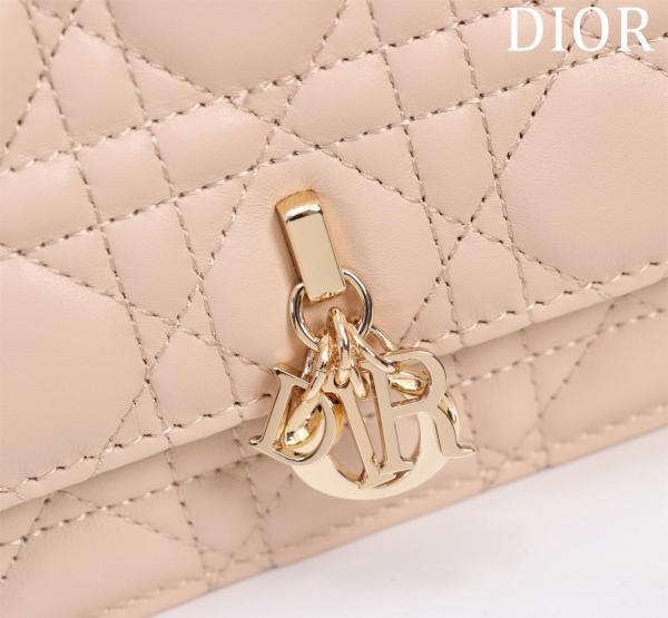 DIOR My Dior Sheepskin Crossbody Handbag Mini Women's Rouge Beige S0980ONMJ-M51U L21cm W4.5cm H11.5cm