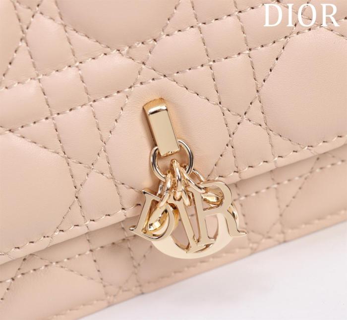 DIOR My Dior Sheepskin Crossbody Handbag Mini Women's Rouge Beige S0980ONMJ-M51U L21cm W4.5cm H11.5cm