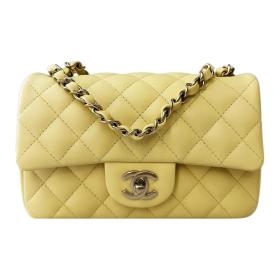 CHANEL Classic Flap CF Lambskin Shoulder Bag, Crossbody Bag Mini Women's Yellow A69900-Y04059-NG754 L20cm W6cm H12cm