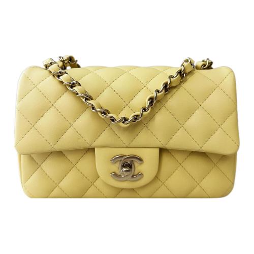 CHANEL Classic Flap CF Lambskin Shoulder Bag, Crossbody Bag Mini Women's Yellow A69900-Y04059-NG754 L20cm W6cm H12cm