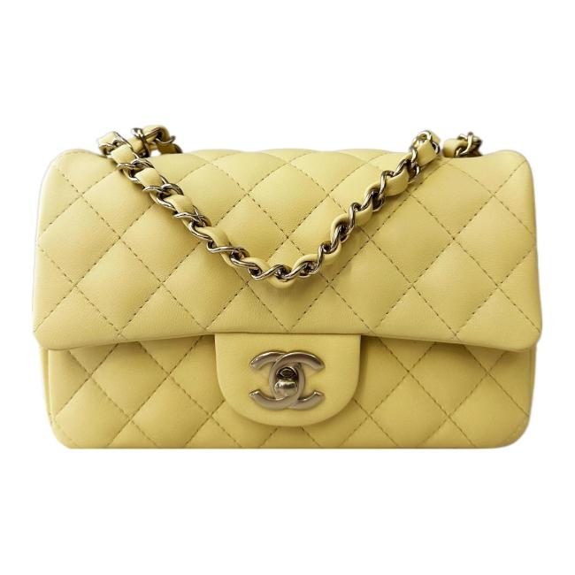 CHANEL Classic Flap CF Lambskin Shoulder Bag, Crossbody Bag Mini Women's Yellow A69900-Y04059-NG754 L20cm W6cm H12cm