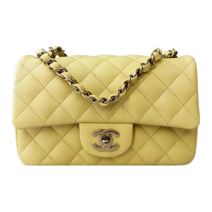 CHANEL Classic Flap CF Lambskin Shoulder Bag, Crossbody Bag Mini Women's Yellow A69900-Y04059-NG754 L20cm W6cm H12cm