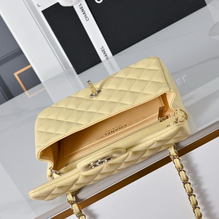 CHANEL Classic Flap CF Lambskin Shoulder Bag, Crossbody Bag Mini Women's Yellow A69900-Y04059-NG754 L20cm W6cm H12cm