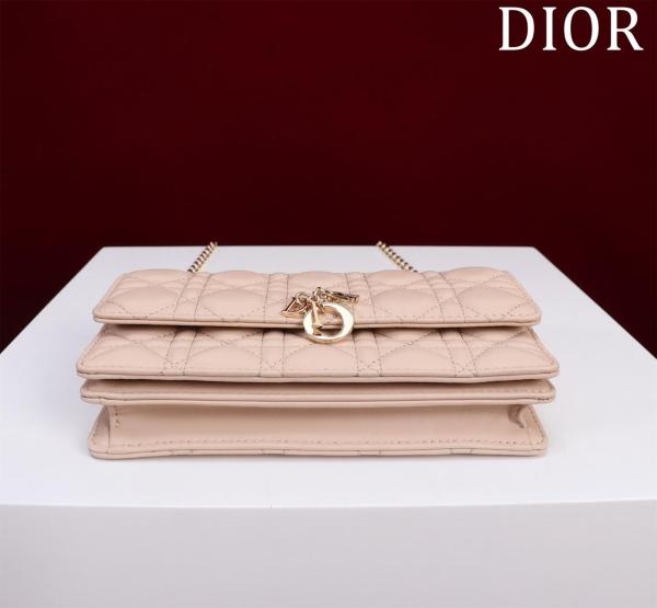 DIOR My Dior Sheepskin Crossbody Handbag Mini Women's Rouge Beige S0980ONMJ-M51U L21cm W4.5cm H11.5cm