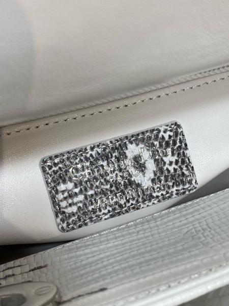 DIOR Lady Dior Lizard Skin Shoulder Bag, Crossbody Bag, Handbag Mini Women's Gray & Milk White M0505PLFA-M941 L17cm W7cm H15cm