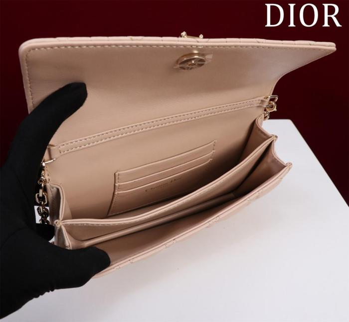 DIOR My Dior Sheepskin Crossbody Handbag Mini Women's Rouge Beige S0980ONMJ-M51U L21cm W4.5cm H11.5cm