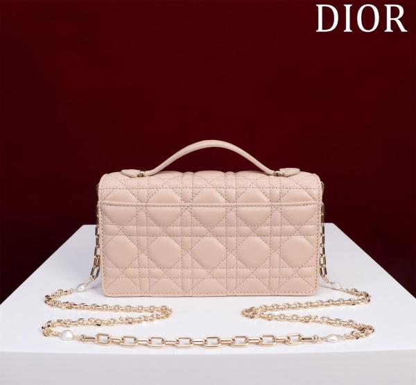 DIOR My Dior Sheepskin Crossbody Handbag Mini Women's Rouge Beige S0980ONMJ-M51U L21cm W4.5cm H11.5cm