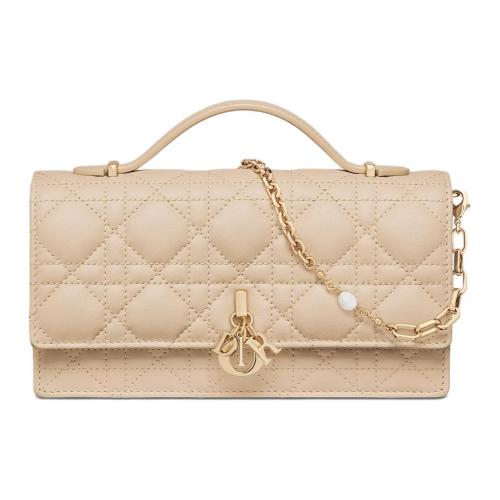DIOR My Dior Sheepskin Crossbody Handbag Mini Women's Rouge Beige S0980ONMJ-M51U L21cm W4.5cm H11.5cm
