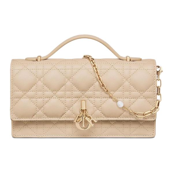 DIOR My Dior Sheepskin Crossbody Handbag Mini Women's Rouge Beige S0980ONMJ-M51U L21cm W4.5cm H11.5cm