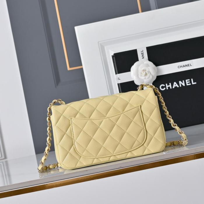 CHANEL Classic Flap CF Lambskin Shoulder Bag, Crossbody Bag Mini Women's Yellow A69900-Y04059-NG754 L20cm W6cm H12cm
