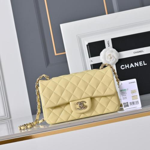 CHANEL Classic Flap CF Lambskin Shoulder Bag, Crossbody Bag Mini Women's Yellow A69900-Y04059-NG754 L20cm W6cm H12cm