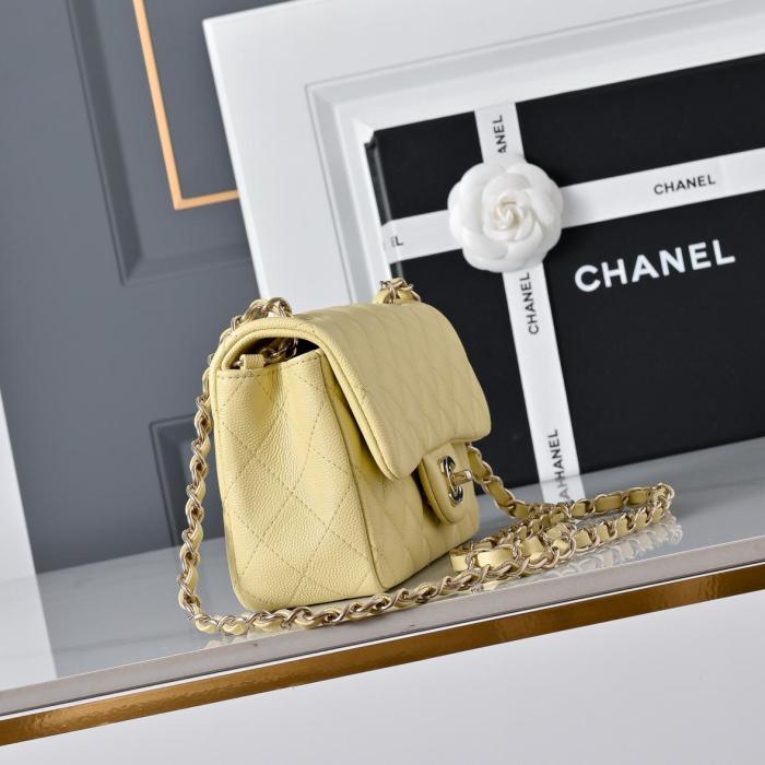 CHANEL Classic Flap CF Lambskin Shoulder Bag, Crossbody Bag Mini Women's Yellow A69900-Y04059-NG754 L20cm W6cm H12cm