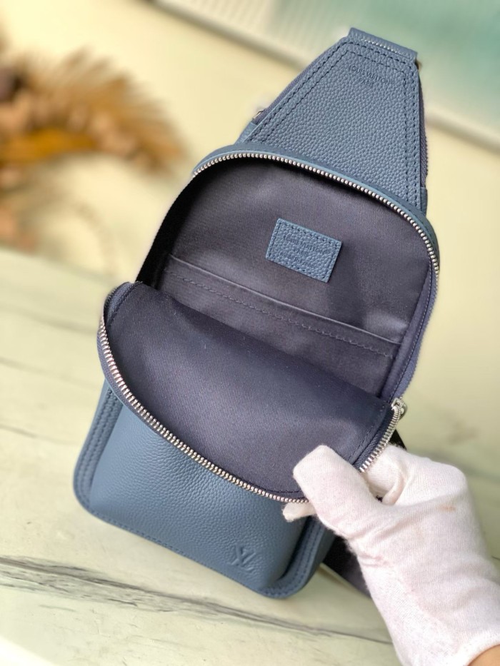 LOUIS VUITTON Avenue Calfskin Sling Bag Small Men's Marine Blue M15269 L16cm W5.7cm H33cm