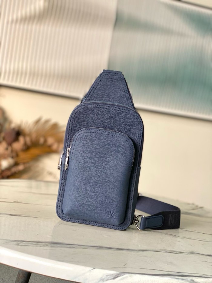 LOUIS VUITTON Avenue Calfskin Sling Bag Small Men's Marine Blue M15269 L16cm W5.7cm H33cm