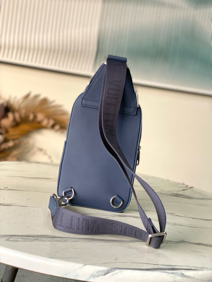 LOUIS VUITTON Avenue Calfskin Sling Bag Small Men's Marine Blue M15269 L16cm W5.7cm H33cm