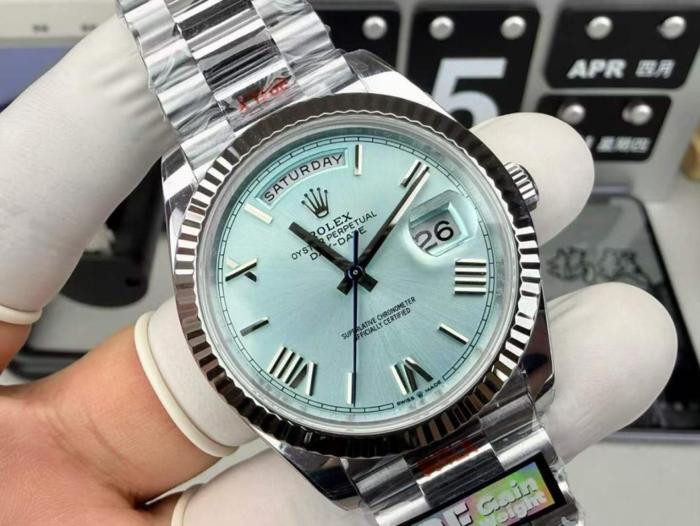 ROLEX Dog Collar, Sunday Calendar Automatic Mechanical Movement Men's Watches Watch 40mm White Dial