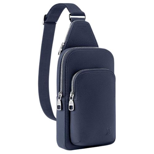 LOUIS VUITTON Avenue Calfskin Sling Bag Small Men's Marine Blue M15269 L16cm W5.7cm H33cm