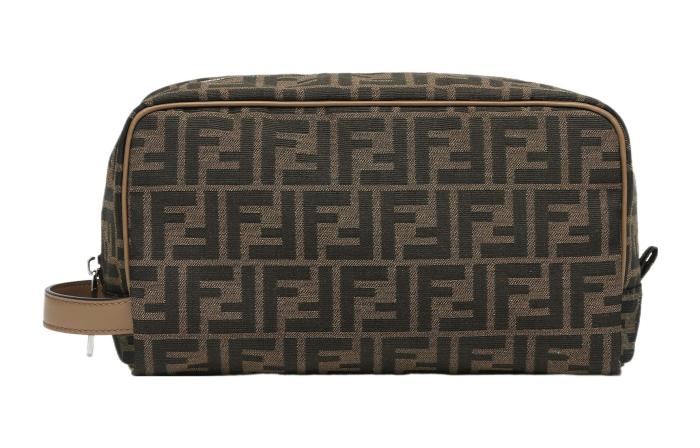 FENDI Polyester Makeup Bag Regular Men's Brown 7N0141-ALWK-F1HRM L27.5cm W13cm H16cm