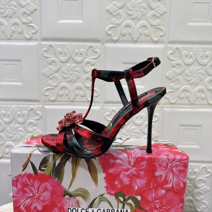 Dolce & Gabbana ROSE-PRINT BROCADE SANDALS