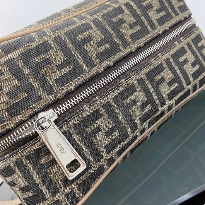 FENDI Polyester Makeup Bag Regular Men's Brown 7N0141-ALWK-F1HRM L27.5cm W13cm H16cm