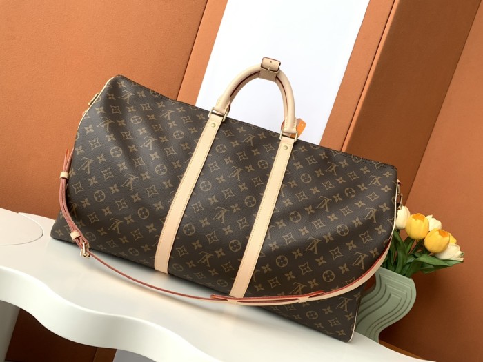 LOUIS VUITTON Keepall Canvas With Leather Travel Bag, Shoulder Bag, Crossbody Bag, Handbag Men's Brown M41414 Bag L55cm W26cm H31cm