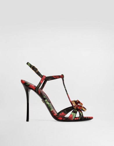 Dolce & Gabbana ROSE-PRINT BROCADE SANDALS