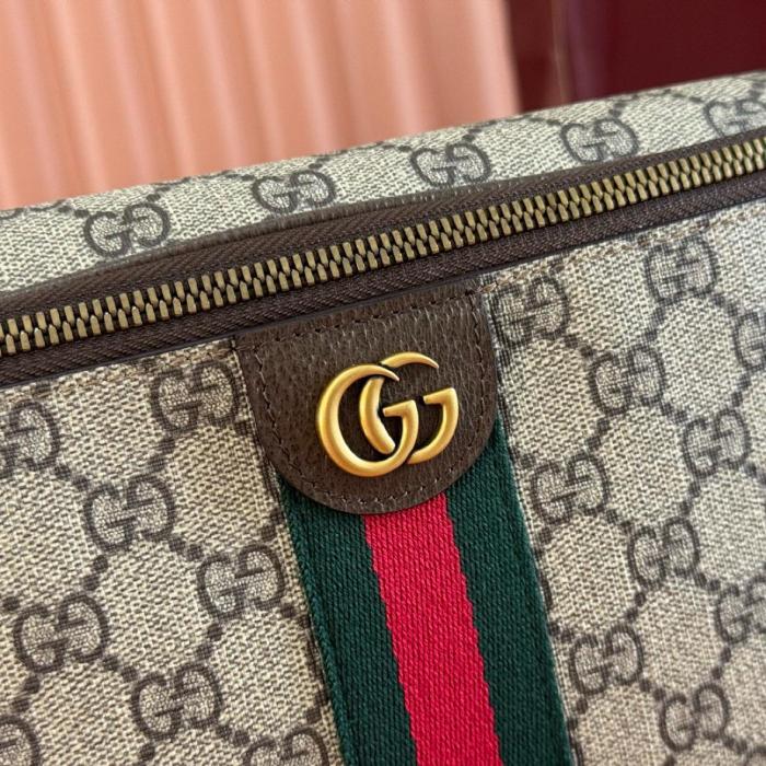 GUCCI Ophidia Coated Fabric Fanny Pack Large Men's Beige & Dark Brown 839104-FAEOF-9745 L46cm W5cm H18cm