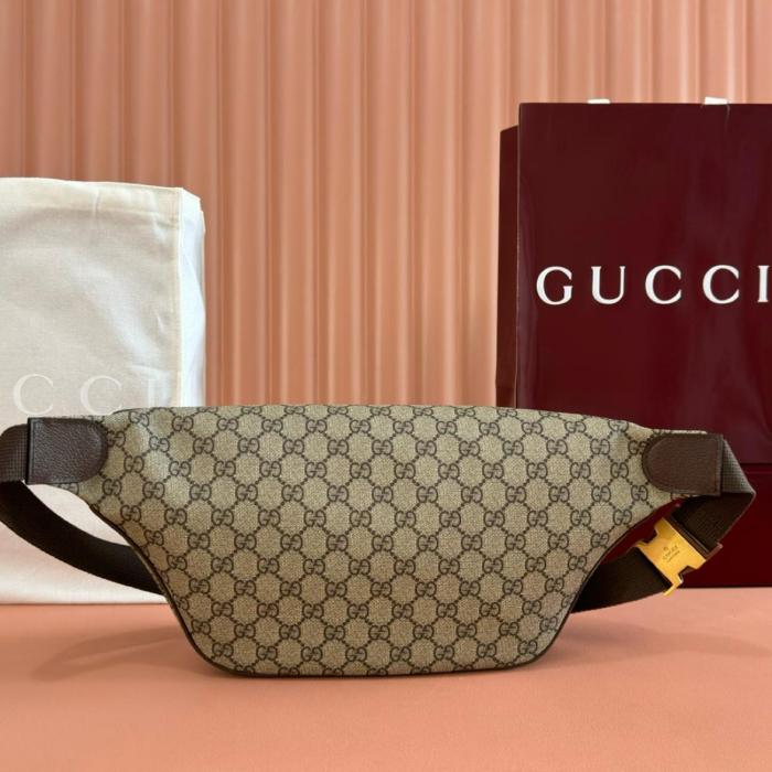 GUCCI Ophidia Coated Fabric Fanny Pack Large Men's Beige & Dark Brown 839104-FAEOF-9745 L46cm W5cm H18cm