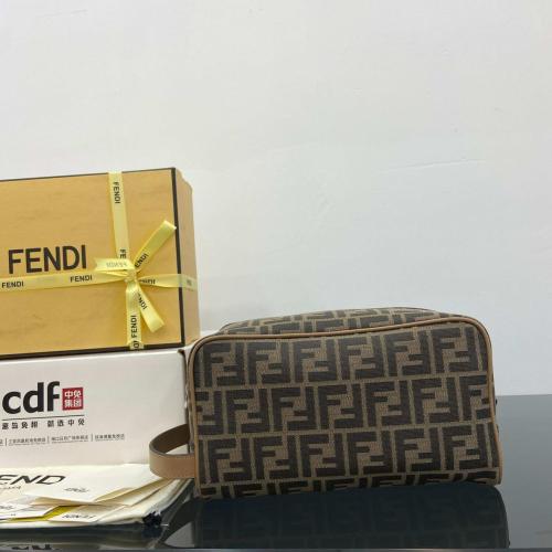 FENDI Polyester Makeup Bag Regular Men's Brown 7N0141-ALWK-F1HRM L27.5cm W13cm H16cm